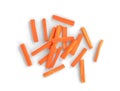 Julienned carrot sticks isolated on white background Royalty Free Stock Photo