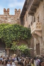 Juliet`s house, balcony and her lucky charm statue