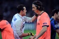 Julio Cesar and Zlatan Ibrahimovic before the match
