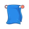 Hanging towel bath, colored hand drawn vector