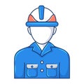 Worker wearing hard hat, colored hand drawn avatar Royalty Free Stock Photo