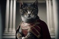 Julius Caesar Cat as famous historic character illustration generative ai