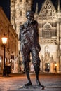 Julius Jakoby statue in front of Saint Elizabeth's Cathedral in city Kosice, Slovakia