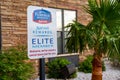 JULY 1 2018 ALAMOGORDO, NM: Sign for Marriott Rewards members special parking space allows elite hotel guests at the Fairfield Inn