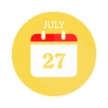 July 27 alendar flat icon