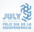 July 9, Argentina Independence Day congratulatory design with Argentinean flag elements. Vector illustration