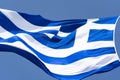 July 16, 2021, Athens, Greece. Greece flag waving in the wind. Greece Independence Day