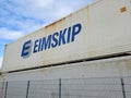 Two Eimskip steel shipping containers