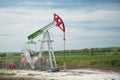 Bashneft oil drilling rig in brand colors in the field