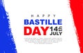 July 14 - Bastille Day. Blue and red brush strokes. The national holiday of France. Vector illustration Royalty Free Stock Photo