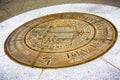 July 13, 2019 Berkeley / CA / USA - The seal of the University of California, Berkeley on the campus on the ground