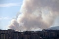July 2022 big fire on Genoa hills, Italy Royalty Free Stock Photo