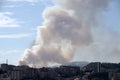July 2022 big fire on Genoa hills, Italy Royalty Free Stock Photo