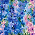 July birth flowers, birth month flowers. Seamless floral pattern of Larkspur.