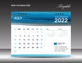 Desk calender 2022, July month template, Calendar 2022 template, planner, simple, Wall calendar design