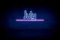 July - blue neon announcement signboard