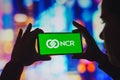 July 28, 2022, Brazil. In this photo illustration, the NCR Corporation logo is displayed on a smartphone screen Royalty Free Stock Photo