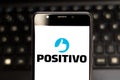 July 3, 2019, Brazil. In this photo illustration the Positivo Tecnologia logo is displayed on a smartphone