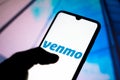 July 26, 2020, Brazil. In this photo illustration the Venmo - Share Payments logo seen displayed on a smartphone Royalty Free Stock Photo