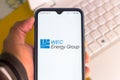 July 4, 2020, Brazil. In this photo illustration the WEC Energy Group logo seen displayed on a smartphone
