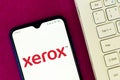 July 6, 2020, Brazil. In this photo illustration the Xerox Corporation logo seen displayed on a smartphone