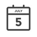 July 5 Calendar Day or Calender Date for Deadlines or Appointment