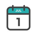 July 1 Calendar Day or Calender Date for Deadlines or Appointment Royalty Free Stock Photo