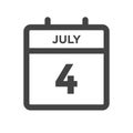 July 4 Calendar Day or Calender Date for Deadlines or Appointment Royalty Free Stock Photo