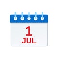 01 July calendar icon. Canada Day. Vector illustration Royalty Free Stock Photo
