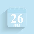 July 26 Daily Calendar Icon Date And Time Day Month Holiday Flat Designed Vector Illustration