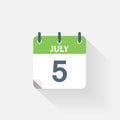 5 july calendar icon