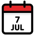 7. July - Calendar Icon - Vector Illustration