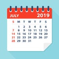 July 2019 Calendar Leaf - Vector Illustration