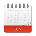 July 2019 Calendar Leaf Template Vector Illustration Royalty Free Stock Photo