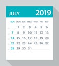 July 2019 Calendar Leaf - Vector Illustration Royalty Free Stock Photo