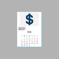 July 2021 Calendar Leaves Flat