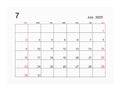 A July 2023 Calendar page isolated on white background, Saved clipping path