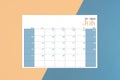 July 2025 calendar page on yellow and blue background Royalty Free Stock Photo