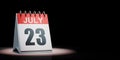 July 23 Calendar Spotlighted on Black Background