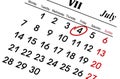 July calender Royalty Free Stock Photo