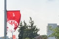 July 18 2017 Calgary Alberta Canada - Calgary Stampede Flags on street Royalty Free Stock Photo
