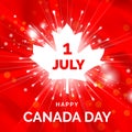 July 1, Canada Day. Great Canadian National Day. Greeting design with the patriotic colors of Canada. Beautiful fireworks on the Royalty Free Stock Photo