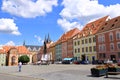 July 14 2020 Cheb/Eger in Czech Republic: Group of medieval houses on main market square, Half-timbered houses