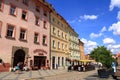 July 14 2020 Cheb/Eger in Czech Republic: Group of medieval houses on main market square, Half-timbered houses