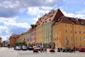 July 14 2020 Cheb/Eger in Czech Republic: Group of medieval houses on main market square, Half-timbered houses