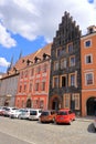 July 14 2020 Cheb/Eger in Czech Republic: Group of medieval houses on main market square, Half-timbered houses