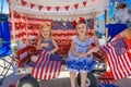 JULY 4, 2016 - Citizens of Ojai California celebrate Independence Day - little girls hold US Flags