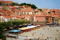 17 JULY 2009, COLLIOURE, FRANCE - people enjoying the summer holidays on the beach of Collioure