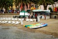 17 JULY 2009, COLLIOURE, FRANCE - people enjoying the summer holidays on the beach of Collioure Royalty Free Stock Photo