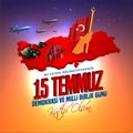 15 july Day Turkey. Translation of title in Turkish is 15 July The Democracy and National Unity Day of Turkey.